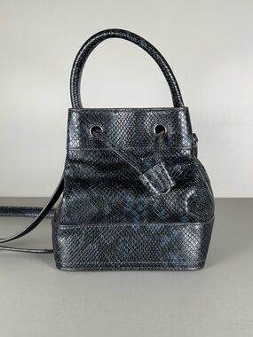 Tory Burch Snake Style Black Blue Bucket Shoulder Bag